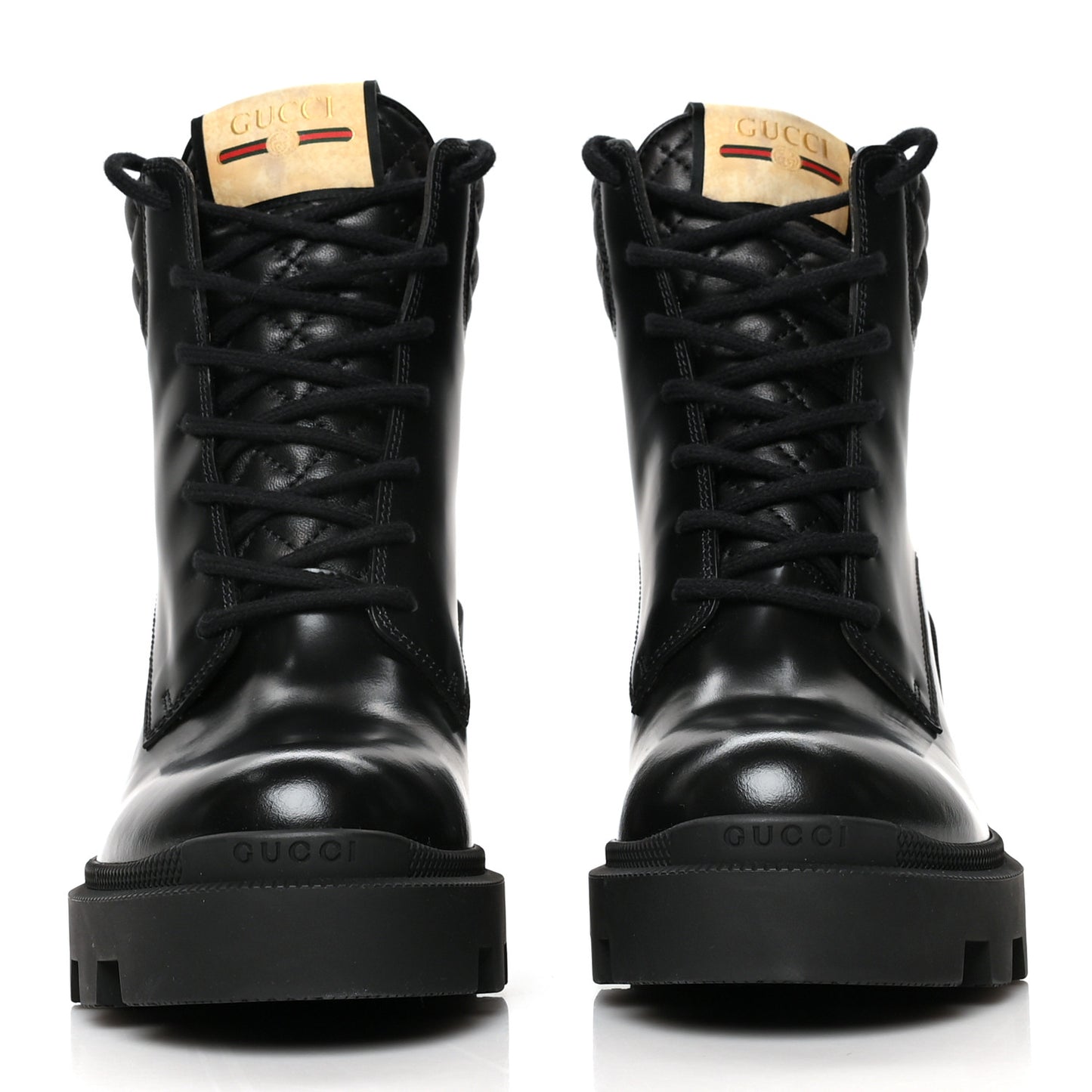 Magnum Calfskin Nappa Quilted Lace Up Ankle Boots 38.5 Black