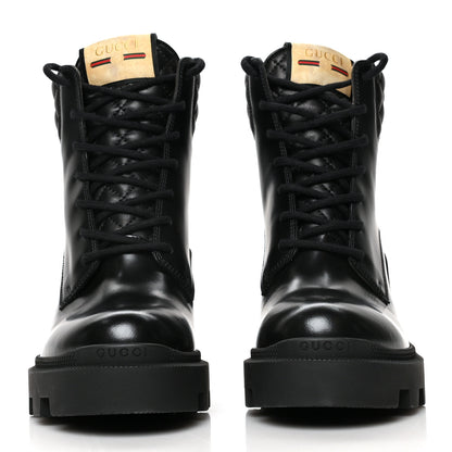 Gucci Magnum Calfskin Nappa Quilted Lace Up Ankle Boots 38.5 Black 2 of 8