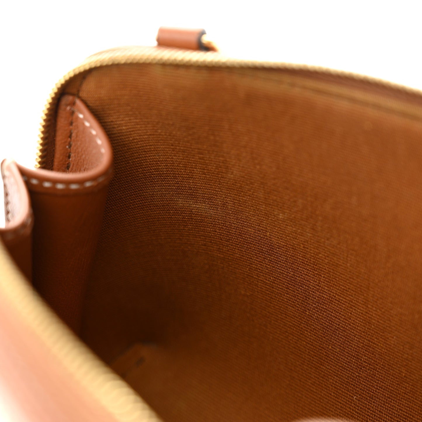 Lambskin Triomphe Canvas Clutch With Chain White Tan