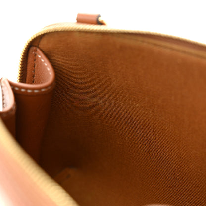 Celine Lambskin Triomphe Canvas Clutch With Chain White Tan 10 of 10