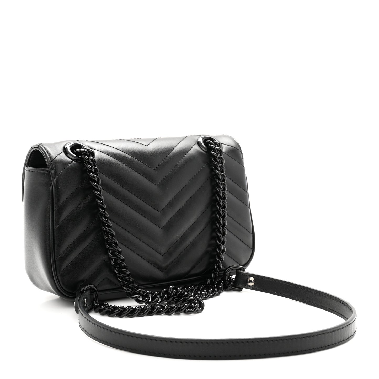 Calfskin Matelasse Monochrome Mini GG Marmont Shoulder Bag Black
