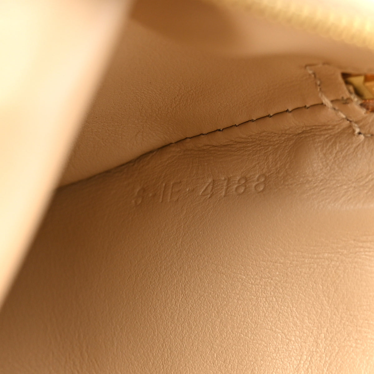 Calfskin Quilted C Charm Pouch Nude