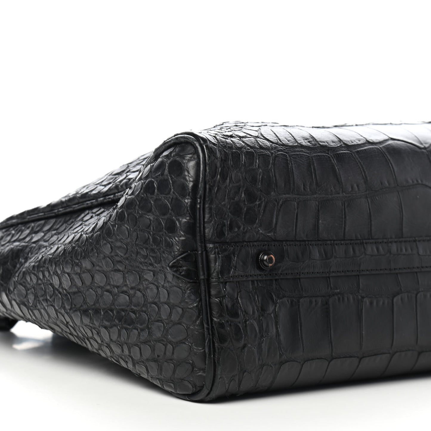 Crocodile Embossed Large Ryder Satchel Black