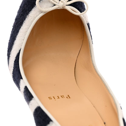 Christian Louboutin Sponge Fabric Shiny Nappa Decollete Spa 100 Pumps 37 Navy White 9 of 10