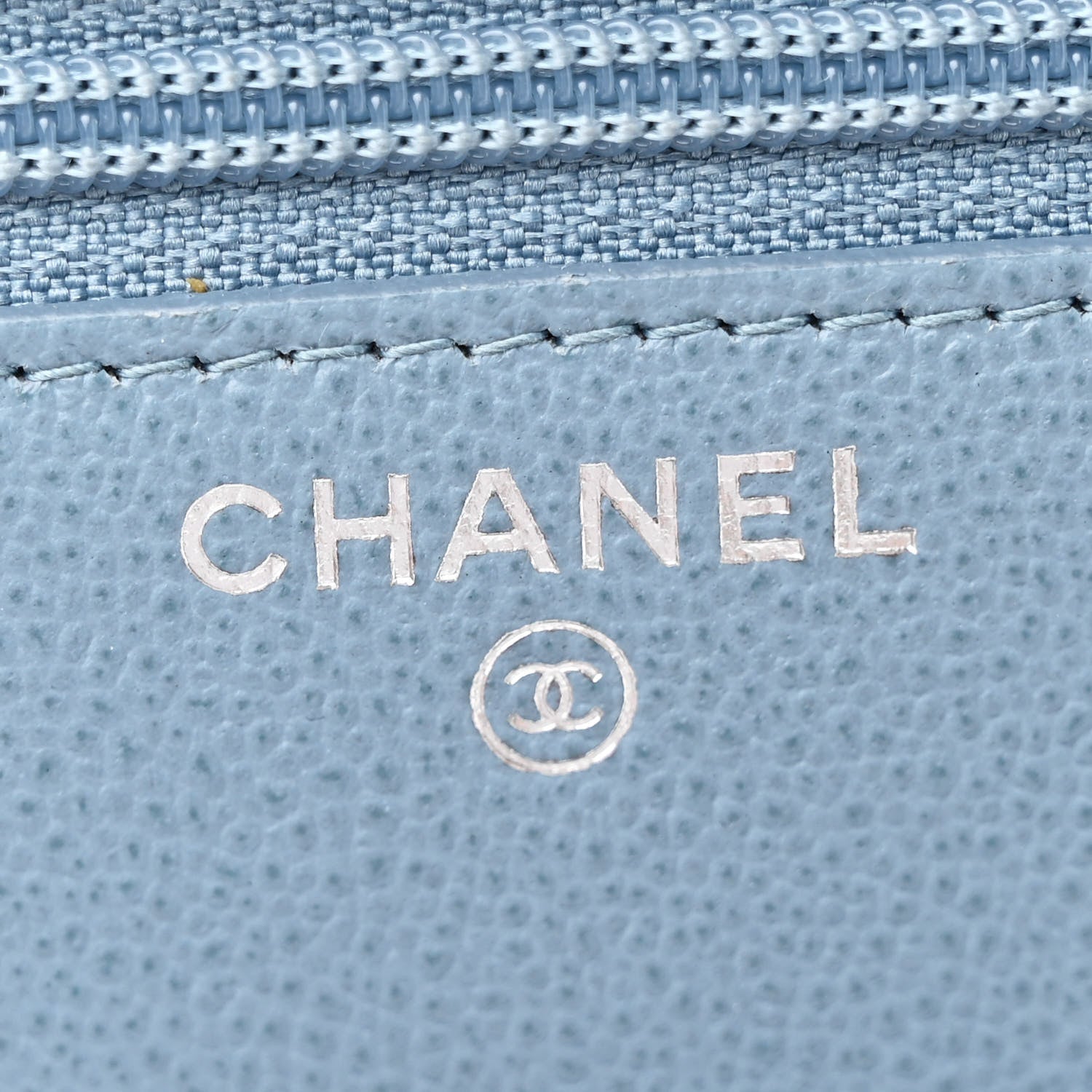 Chanel Grained Calfskin Quilted CC Box Wallet On Chain WOC Blue 6 of 14