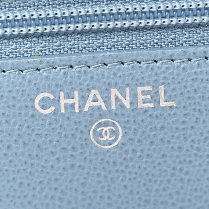 Chanel Grained Calfskin Quilted CC Box Wallet On Chain WOC Blue 6 of 14