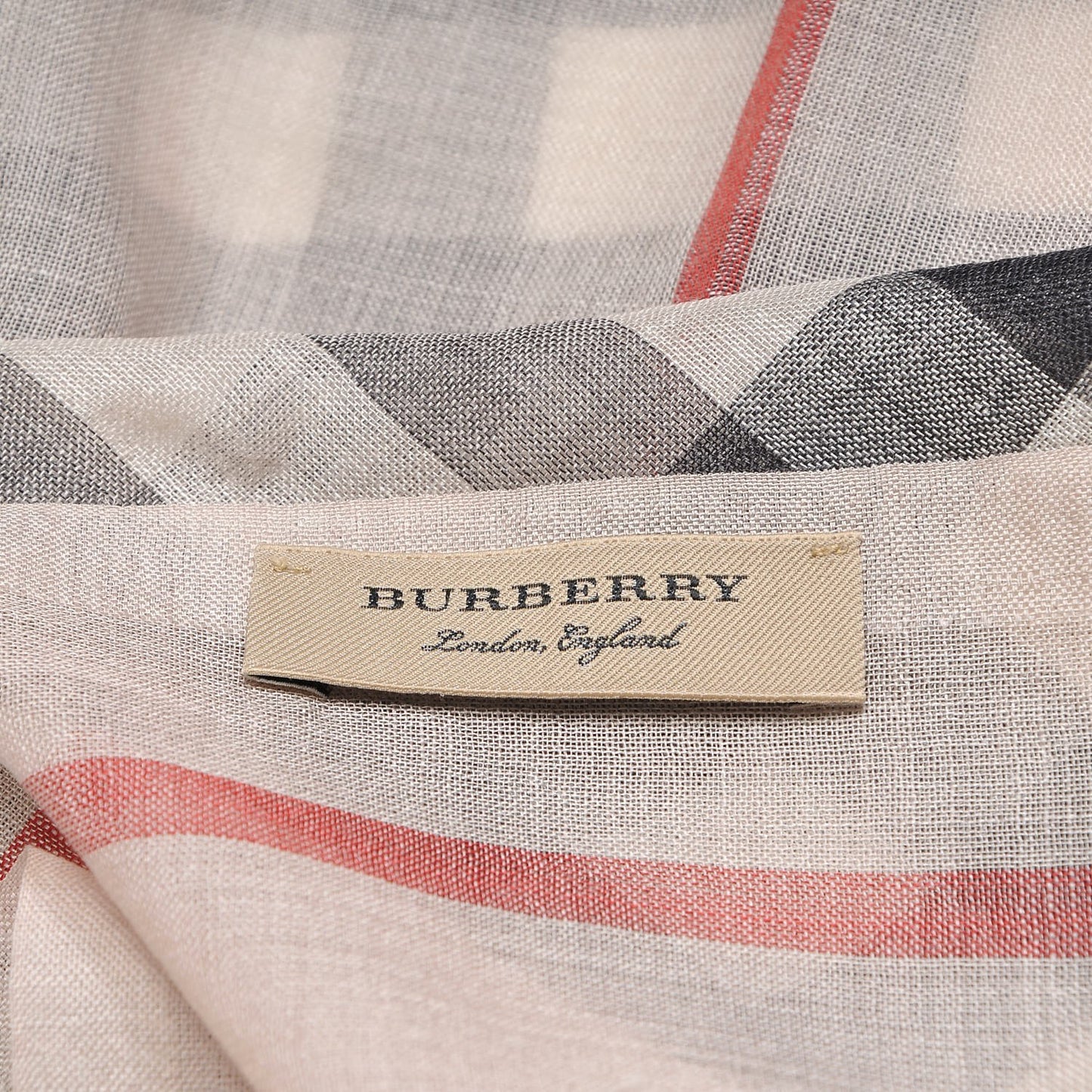 Wool Silk Gauze Giant Check Lightweight Scarf Stone