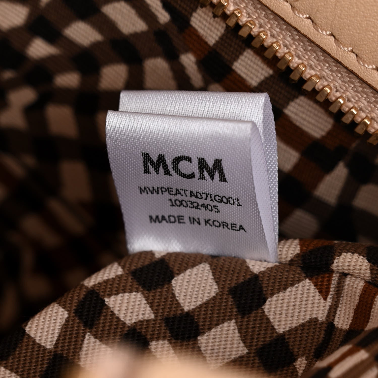 MCM Visetos Medium Top Zip Shopper Tote Beige 7 of 10