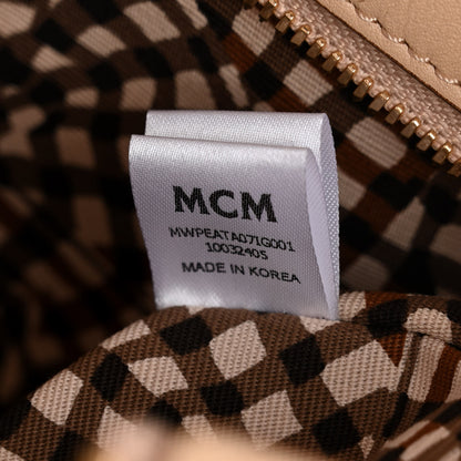 MCM Visetos Medium Top Zip Shopper Tote Beige 7 of 10