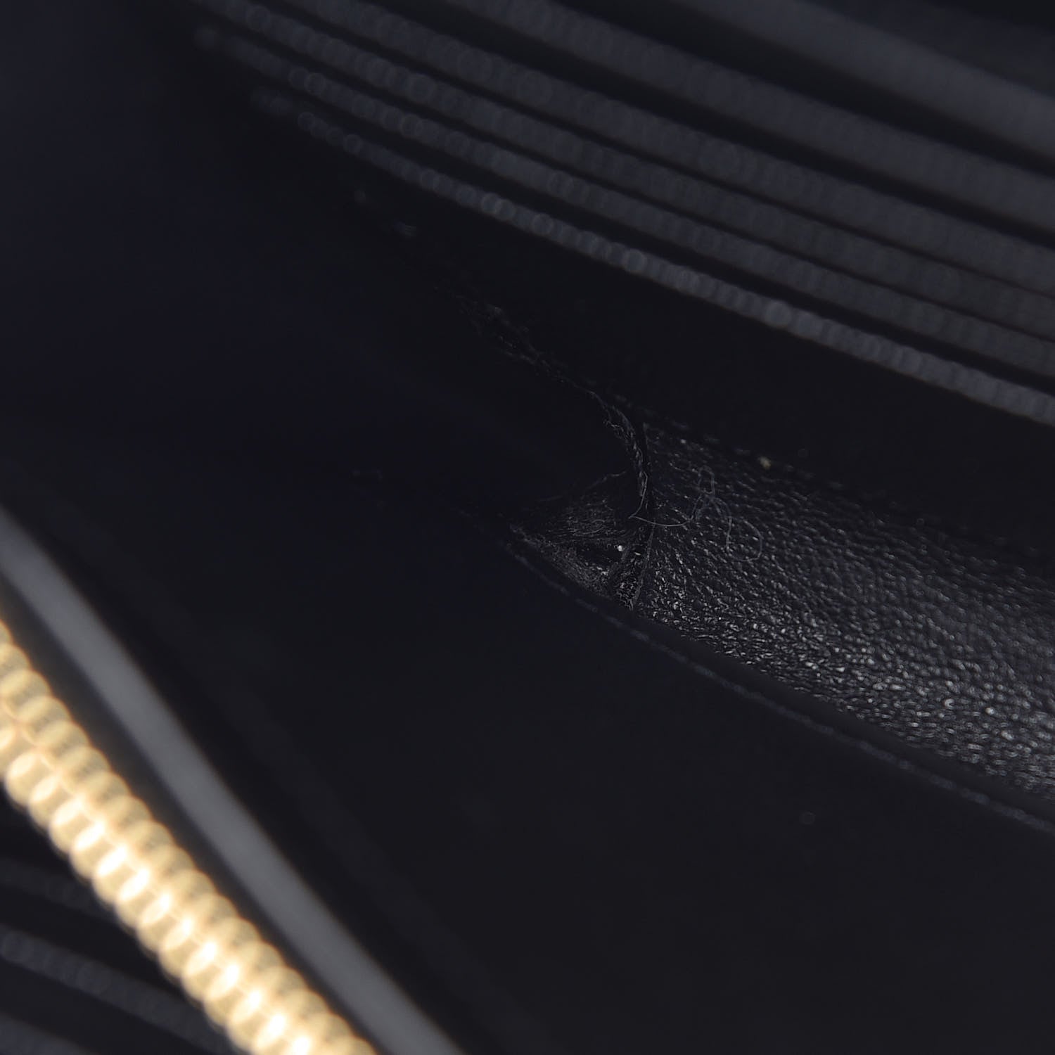 Saint Laurent Grain De Poudre Matelasse Chevron Monogram Chain Wallet Black 12 of 13