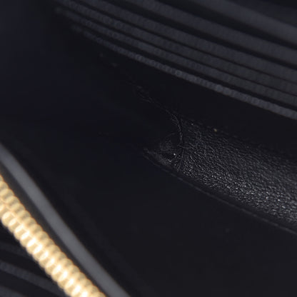 Saint Laurent Grain De Poudre Matelasse Chevron Monogram Chain Wallet Black 12 of 13