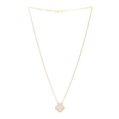Van Cleef & Arpels 18K Yellow Gold Mother of Pearl Vintage Alhambra Pendant Necklace 3 of 6