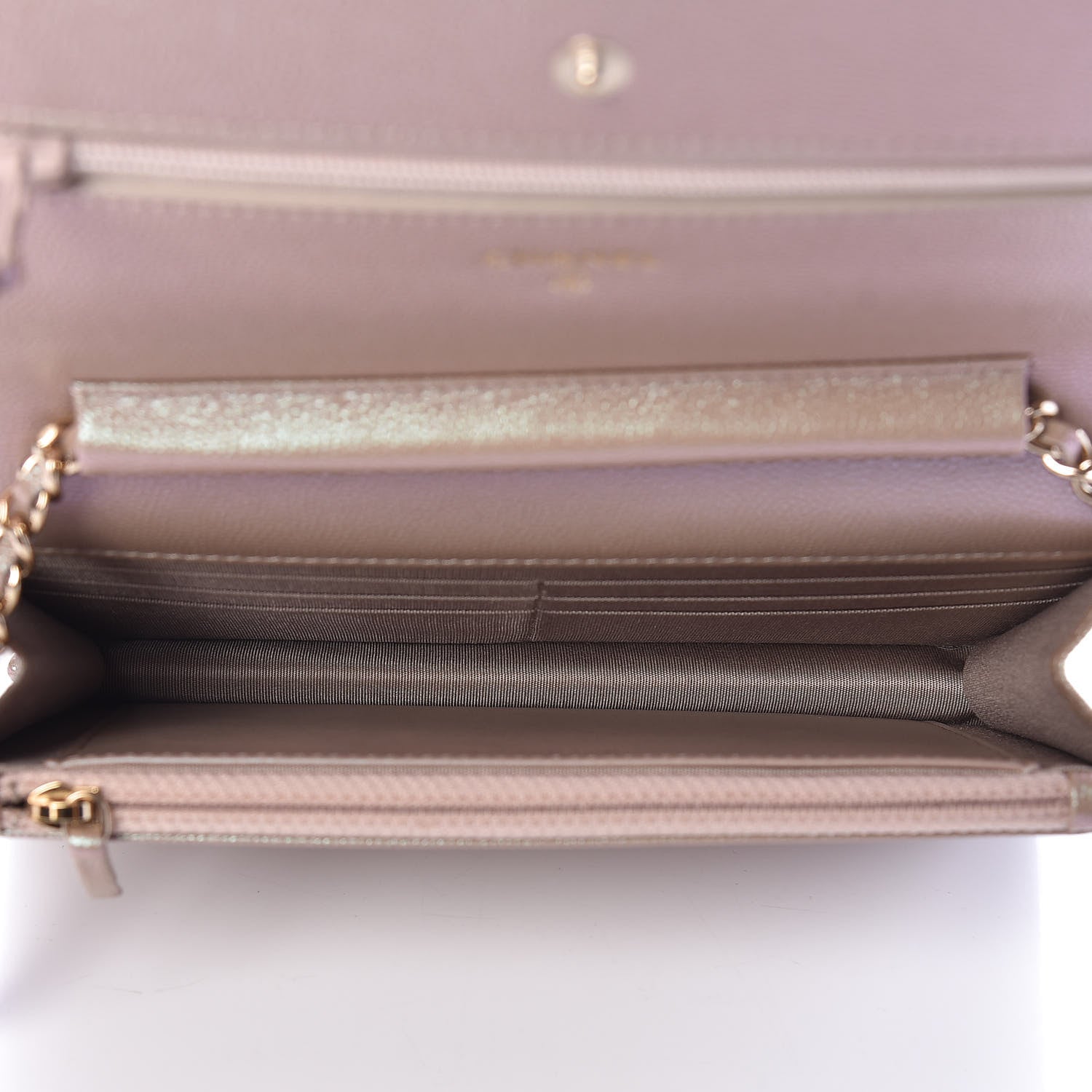 Chanel Iridescent Caviar Quilted Wallet On Chain WOC Beige 7 of 11