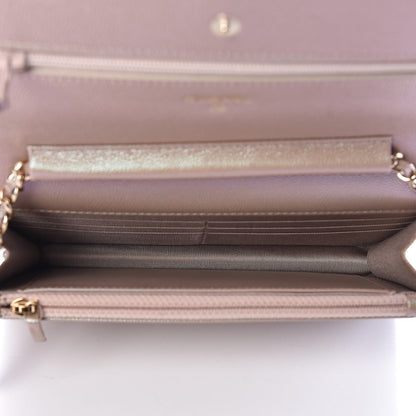 Chanel Iridescent Caviar Quilted Wallet On Chain WOC Beige 7 of 11