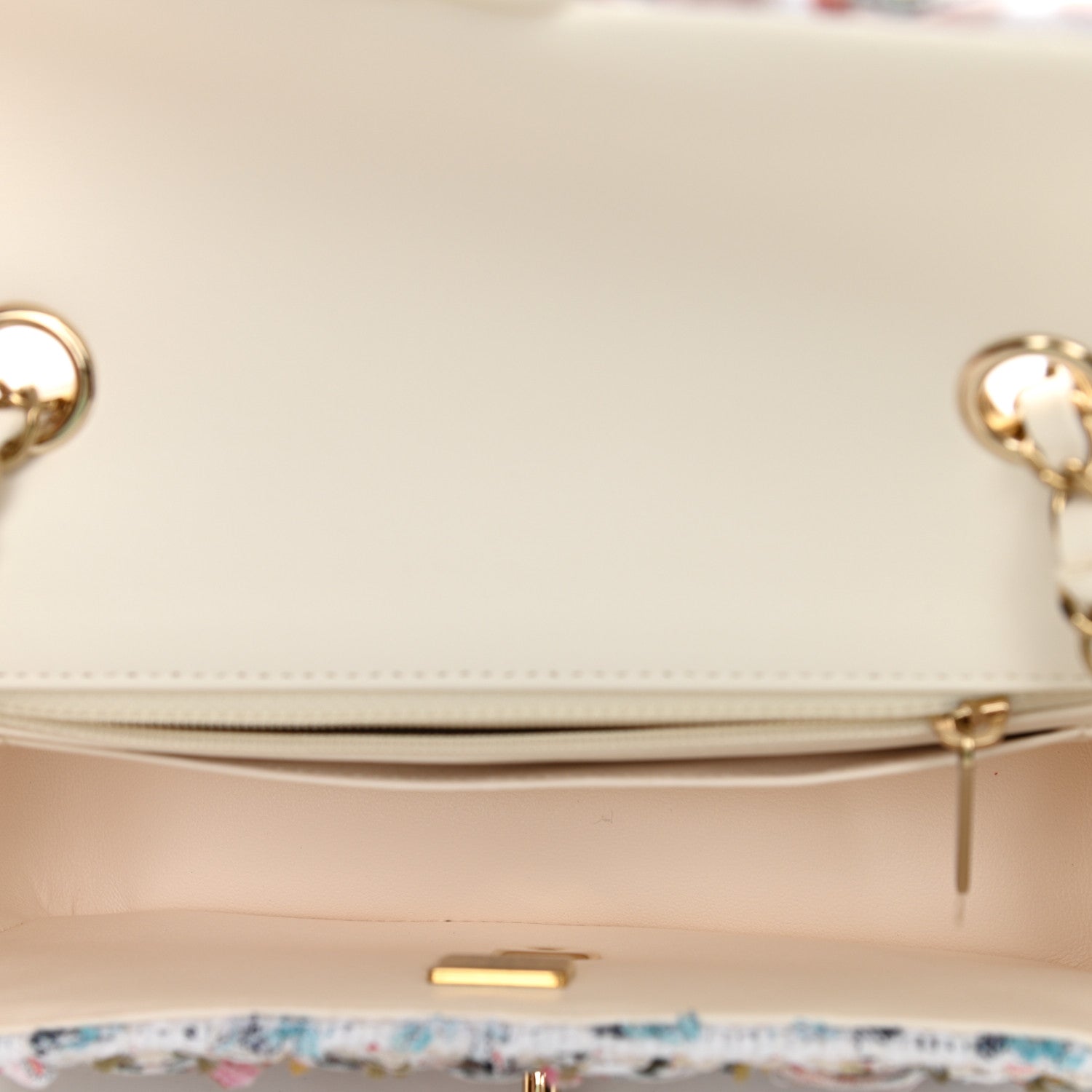 Chanel Tweed Quilted Mini Rectangular Flap White Pink Multicolor 4 of 9
