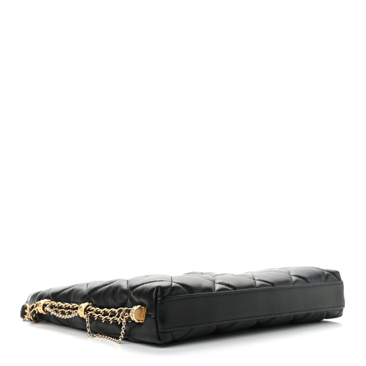 Lambskin Quilted Crush on Chains Hobo Black