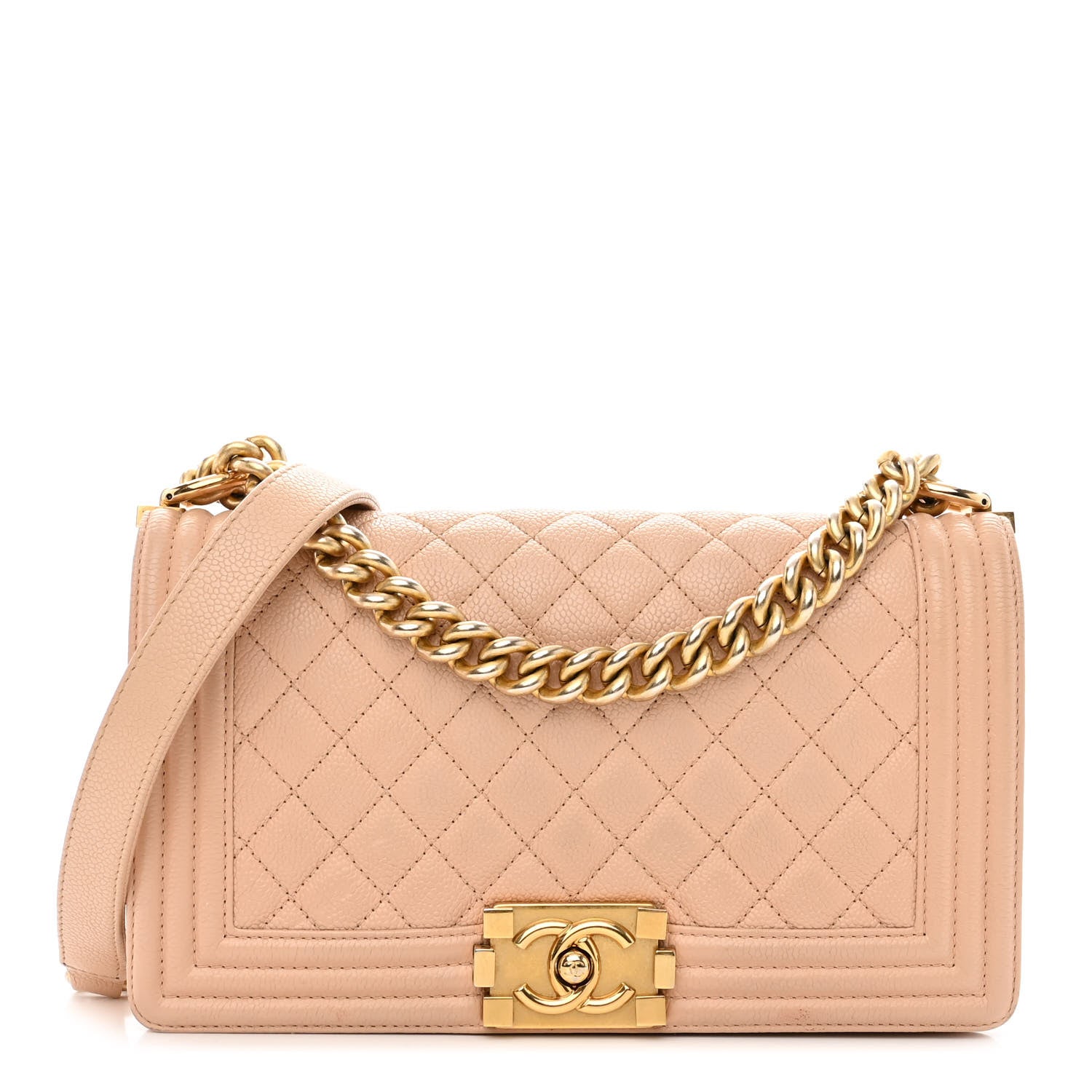 Chanel Caviar Quilted Medium Boy Flap Beige 1 of 11