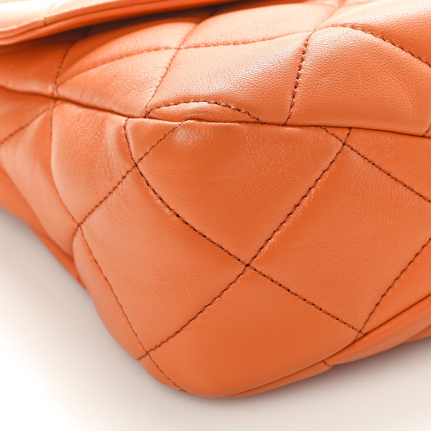 Calfskin Quilted Top Handle Flap Orange