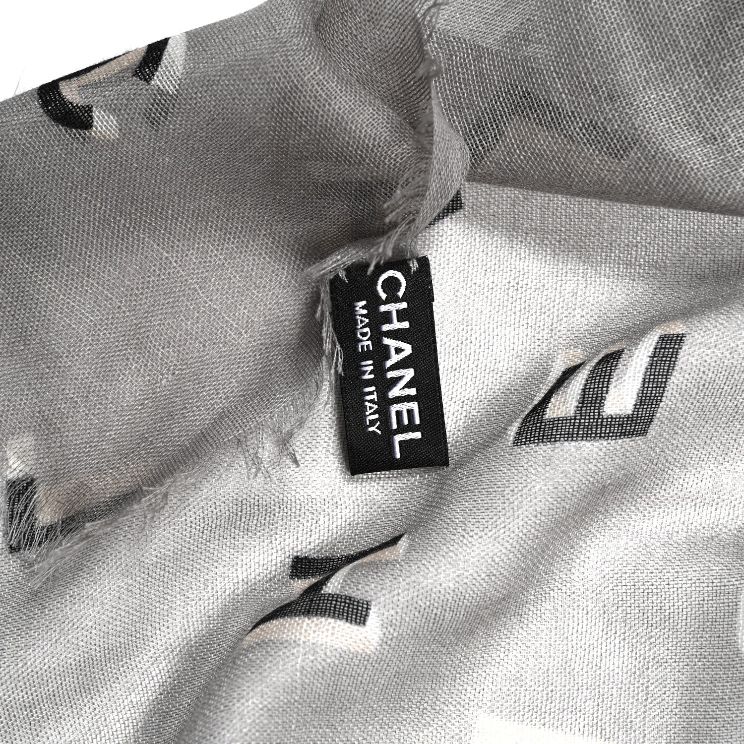 Chanel Cashmere Silk Scarf Shawl Grey Multicolor 3 of 4