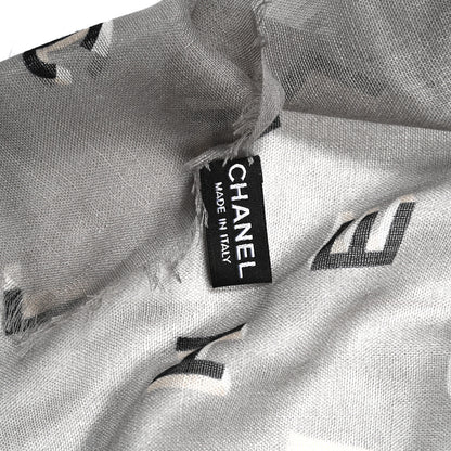 Chanel Cashmere Silk Scarf Shawl Grey Multicolor 3 of 4