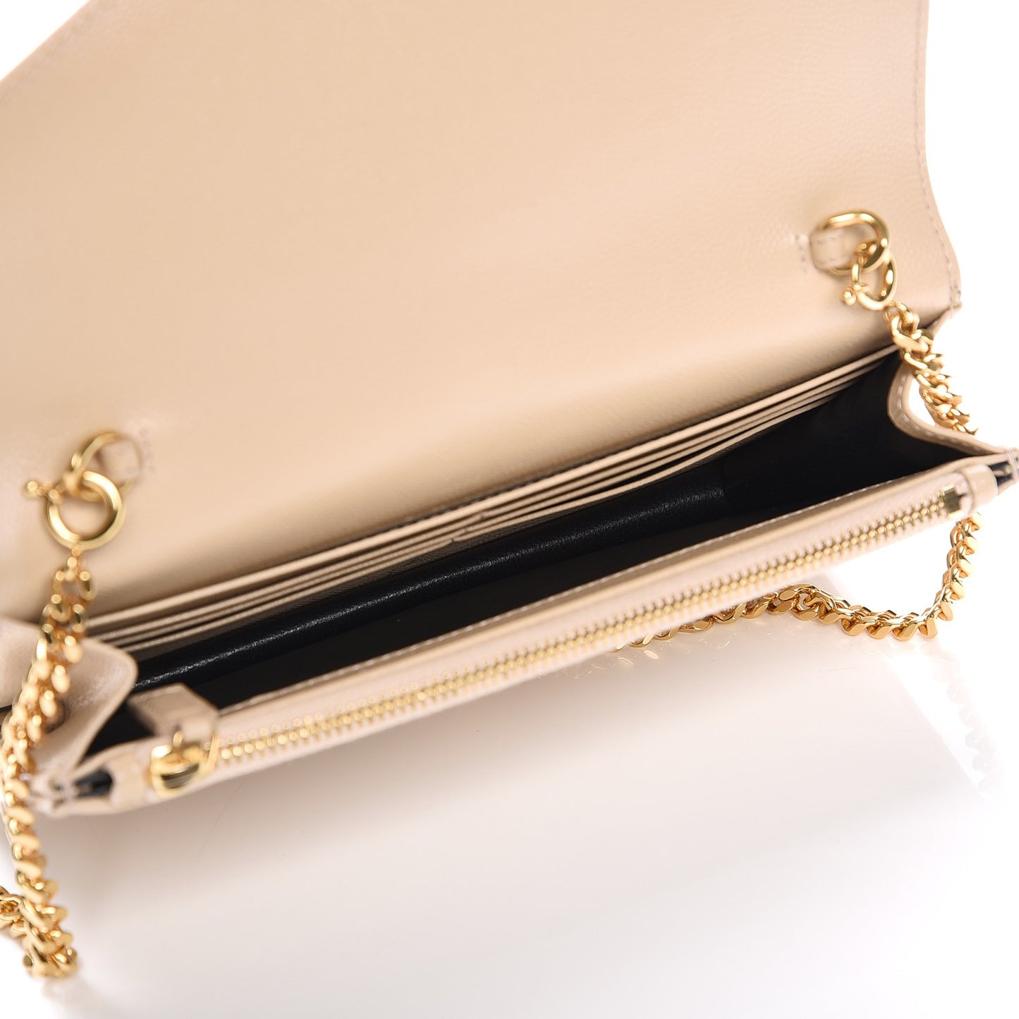 Grain De Poudre Matelasse Chevron Monogram Envelope Chain Wallet Nude Powder