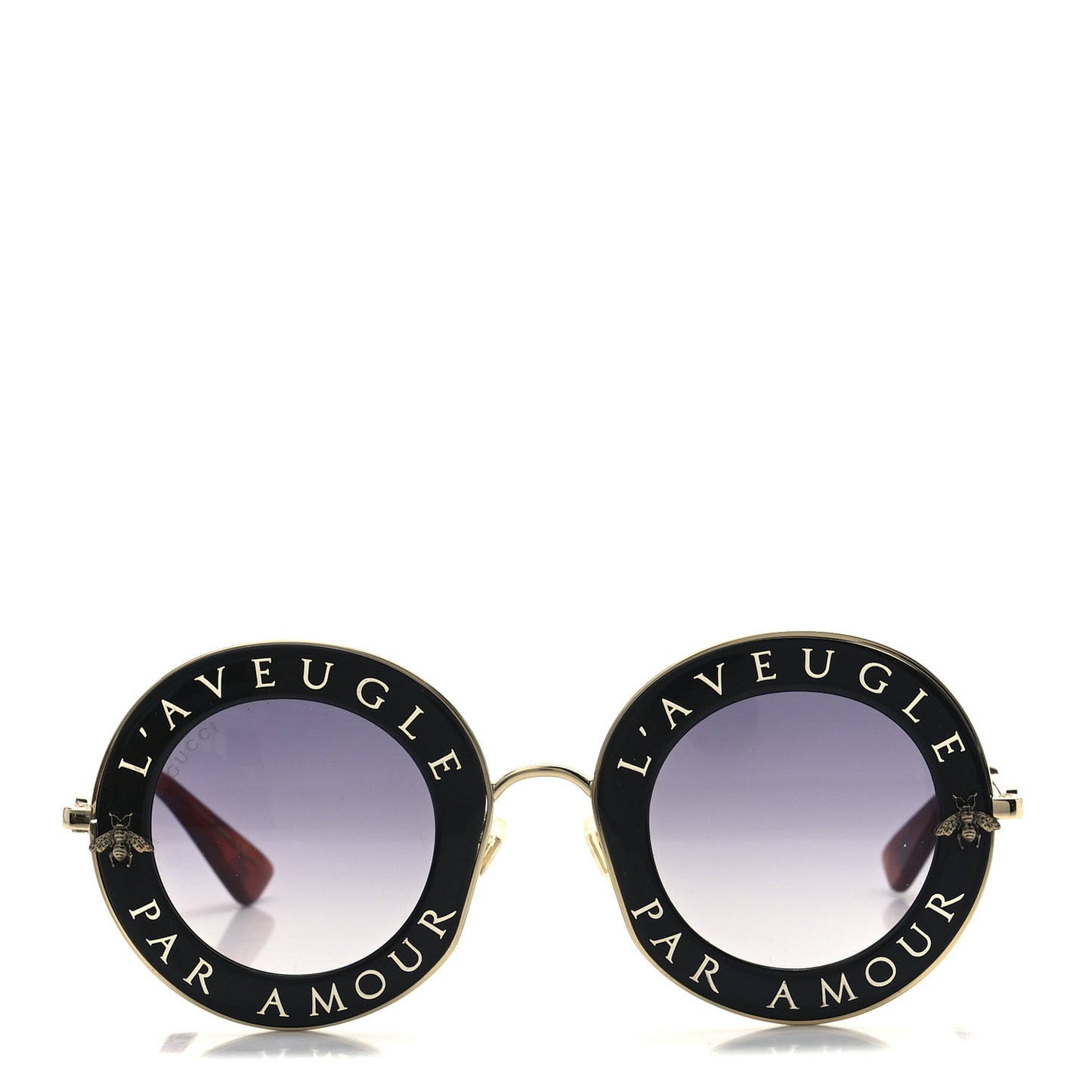 Metal L'Aveugle Par Amour Round Frame Sunglasses GG0113S Black
