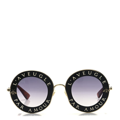 Gucci Metal L'Aveugle Par Amour Round Frame Sunglasses GG0113S Black 2 of 8