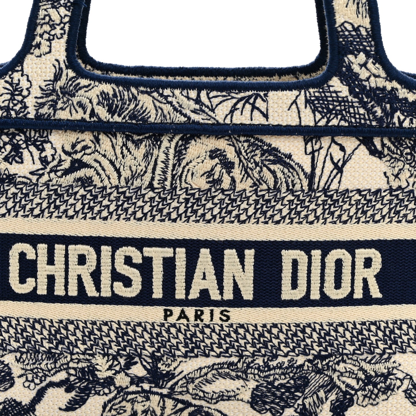 Canvas Embroidered Mini Toile De Jouy Book Tote Blue