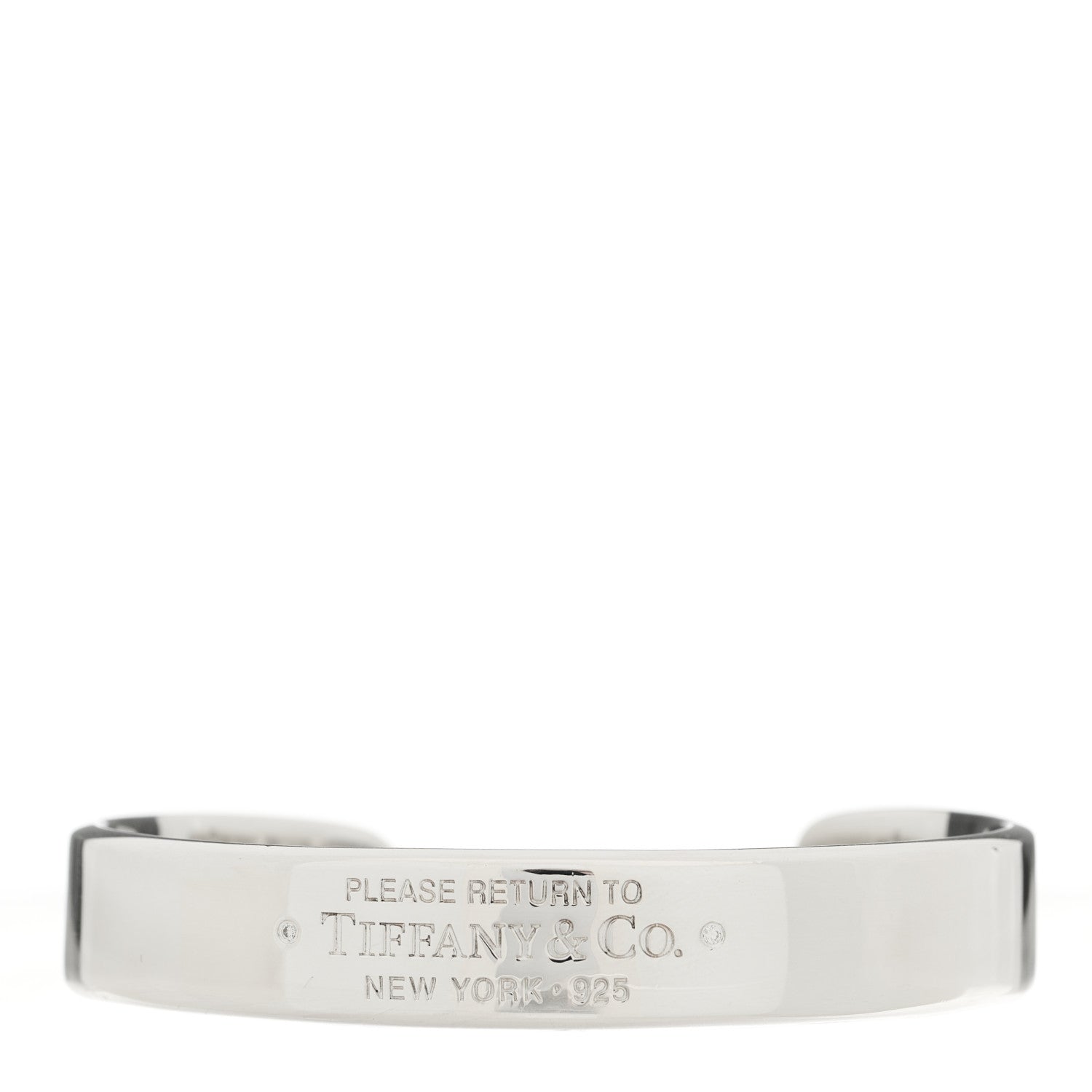 Tiffany Sterling Silver Diamond Return To Tiffany Narrow Cuff Bracelet 1 of 3