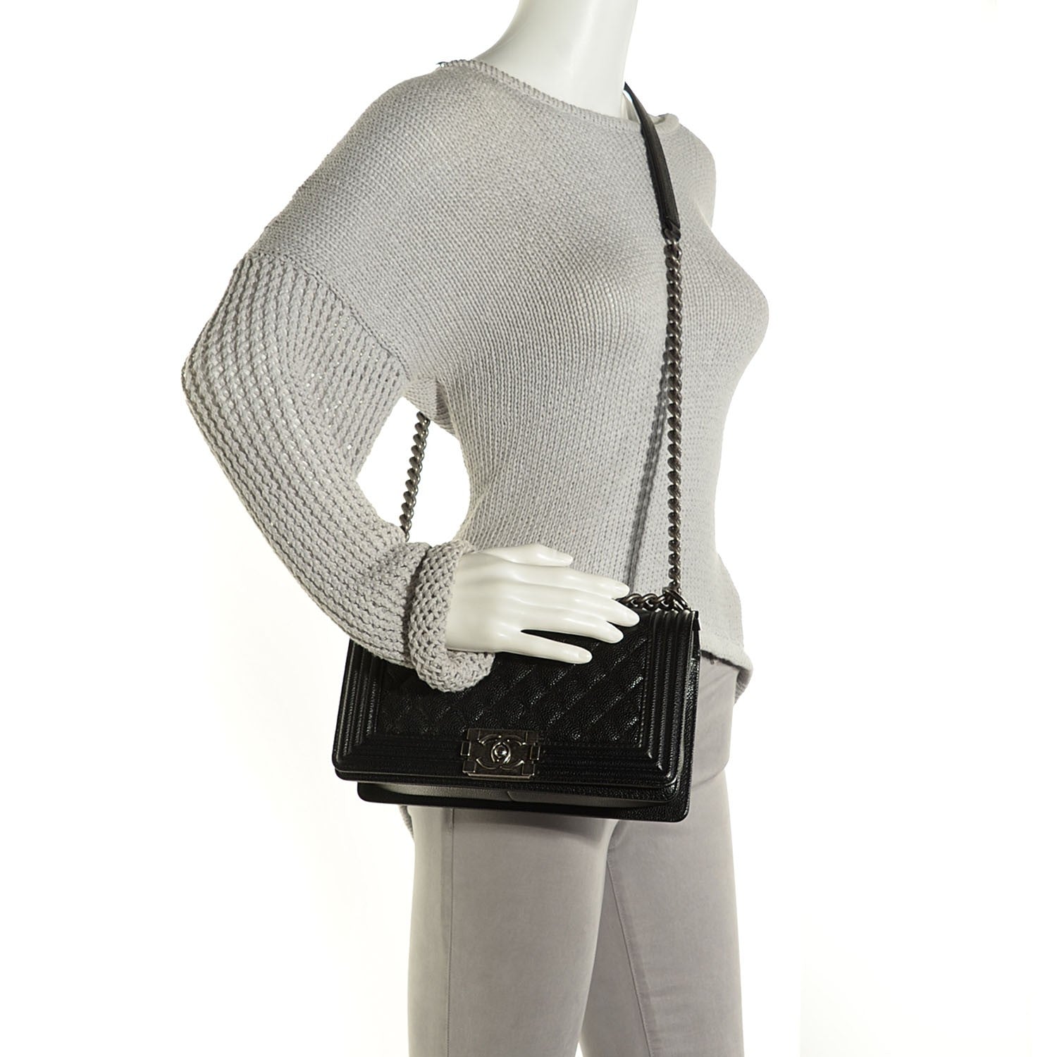 Chanel Caviar Quilted Medium Boy Flap Black 2 of 9