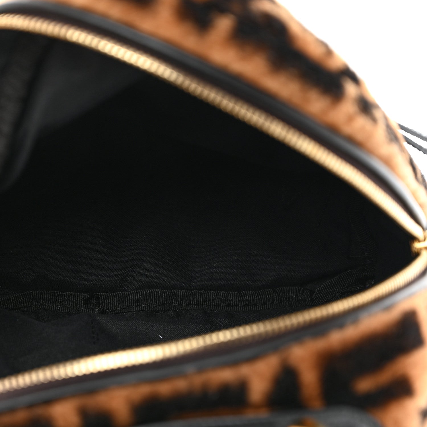 Fendi Shearling Macro FF 1974 Mini Backpack Tobacco Black 5 of 10