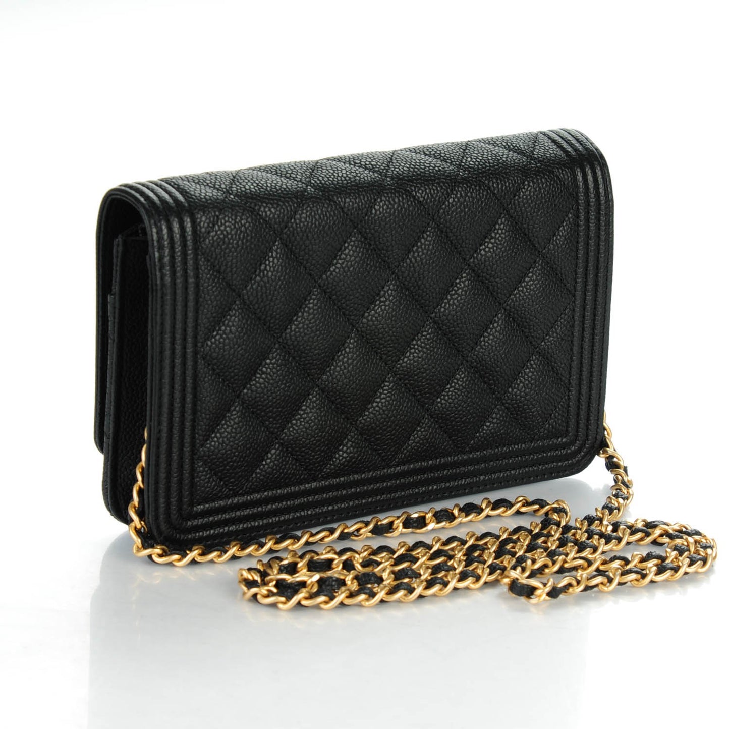 Caviar Quilted Boy Wallet On Chain WOC Black
