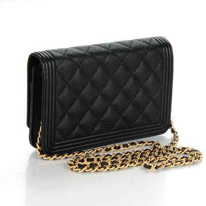 Chanel Caviar Quilted Boy Wallet On Chain WOC Black 3 of 8