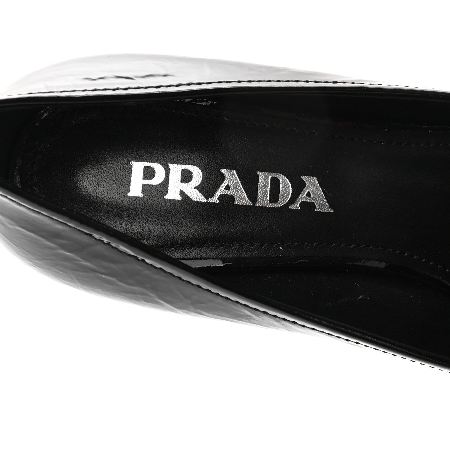 Prada Naplak Metal Triangle Logo Square Toe 55mm Loafer Pumps 36.5 Black 7 of 9