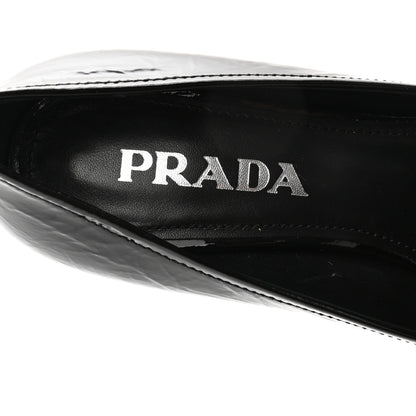 Prada Naplak Metal Triangle Logo Square Toe 55mm Loafer Pumps 36.5 Black 7 of 9