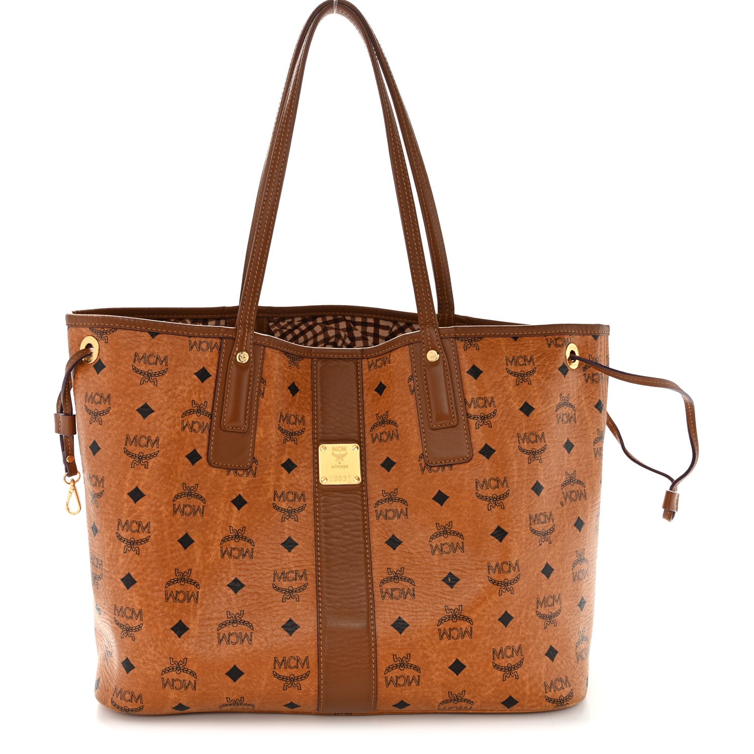 MCM Visetos Medium Liz Reversible Shopper Tote Cognac 1 of 16