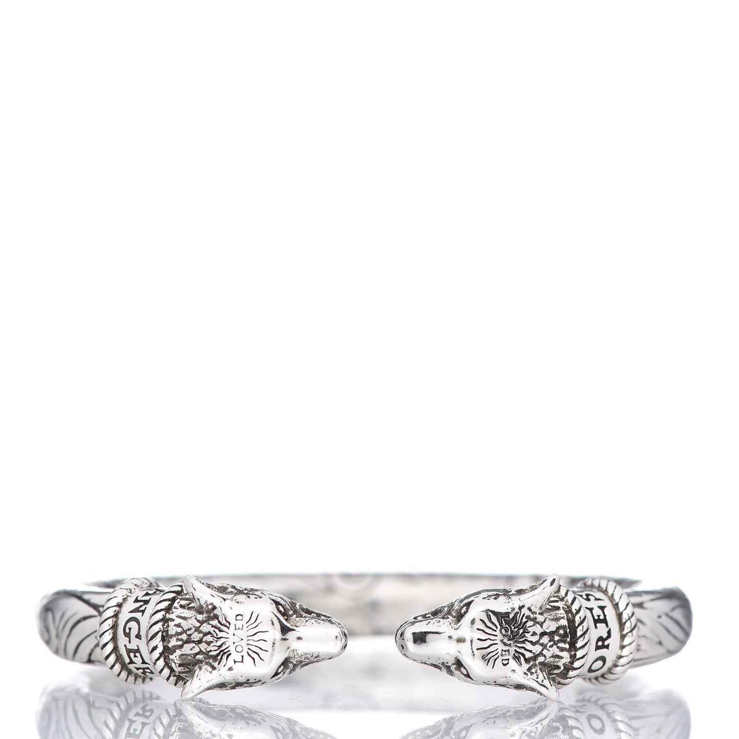 Sterling Silver Anger Forest Wolf Cuff Bracelet