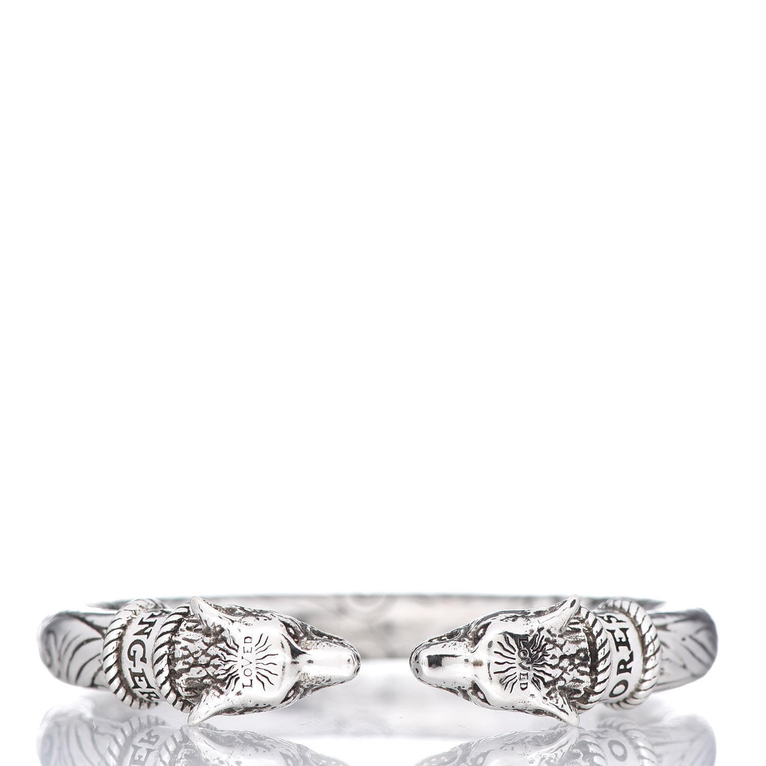 Gucci Sterling Silver Anger Forest Wolf Cuff Bracelet 3 of 6