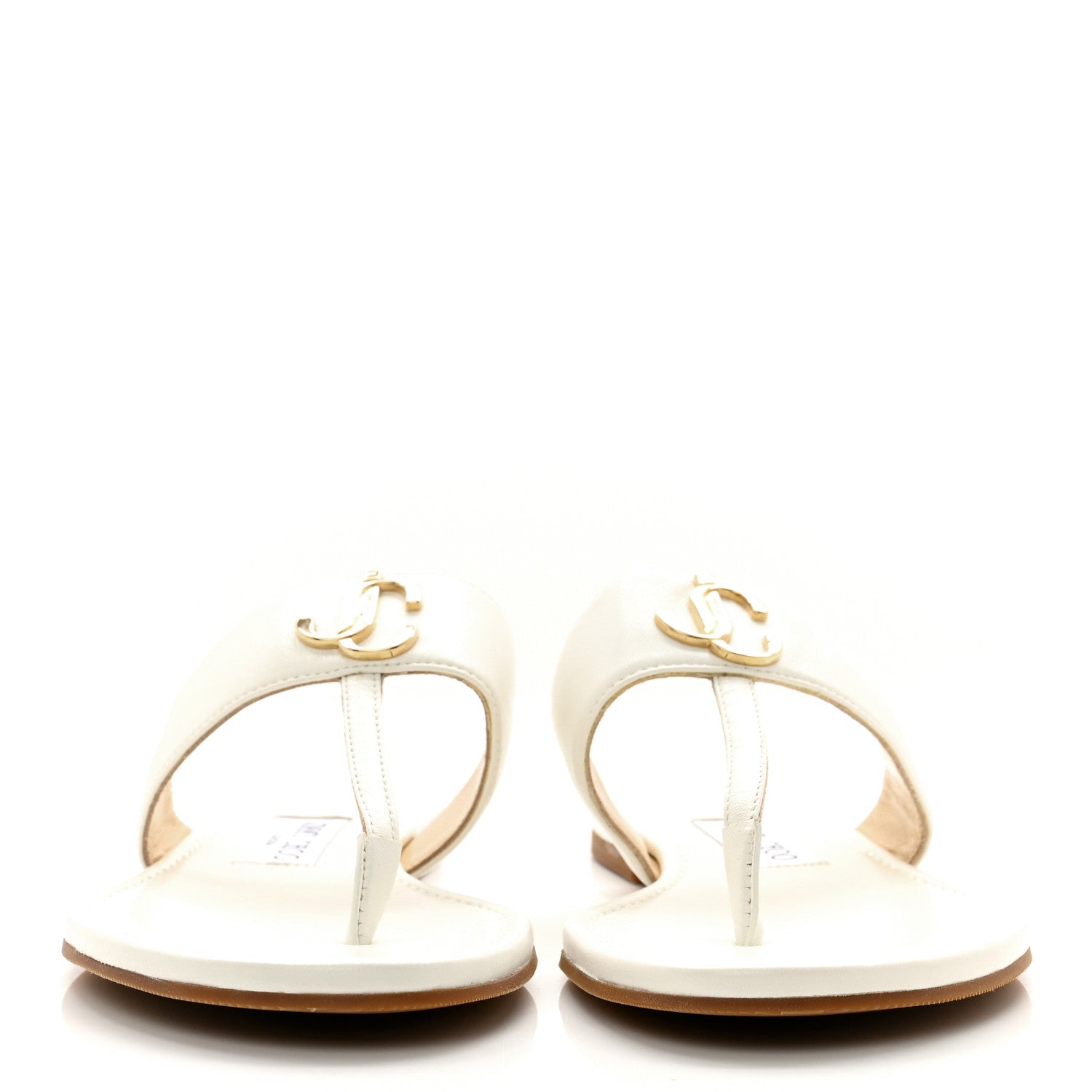 Jimmy Choo Calfskin JC Flat Sandals 38 Milk 2 of 7