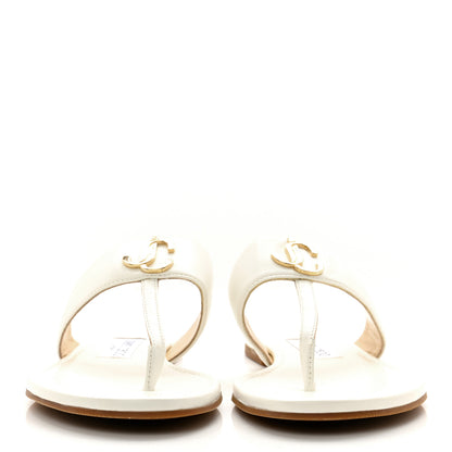 Jimmy Choo Calfskin JC Flat Sandals 38 Milk 2 of 7