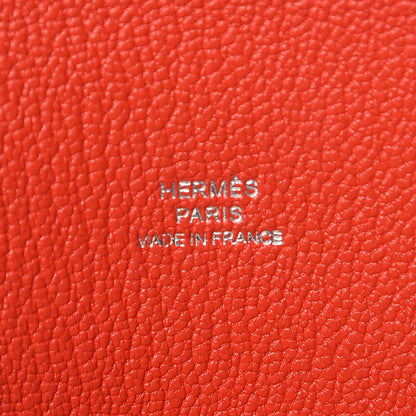 Hermes Chévre Mysore Envelope Trio Wallet Rouge Tomate Orange Lime 15 of 17