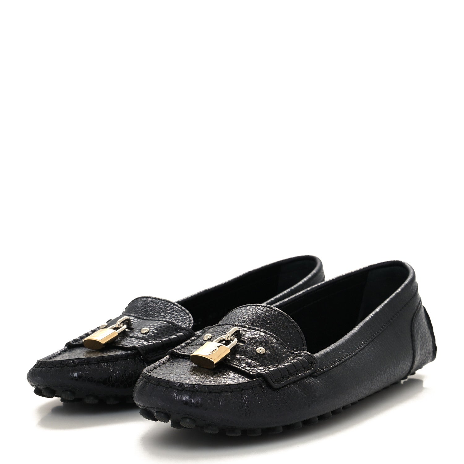 Louis Vuitton Calfskin Lock Mocassin Loafers 40 Black 3 of 7
