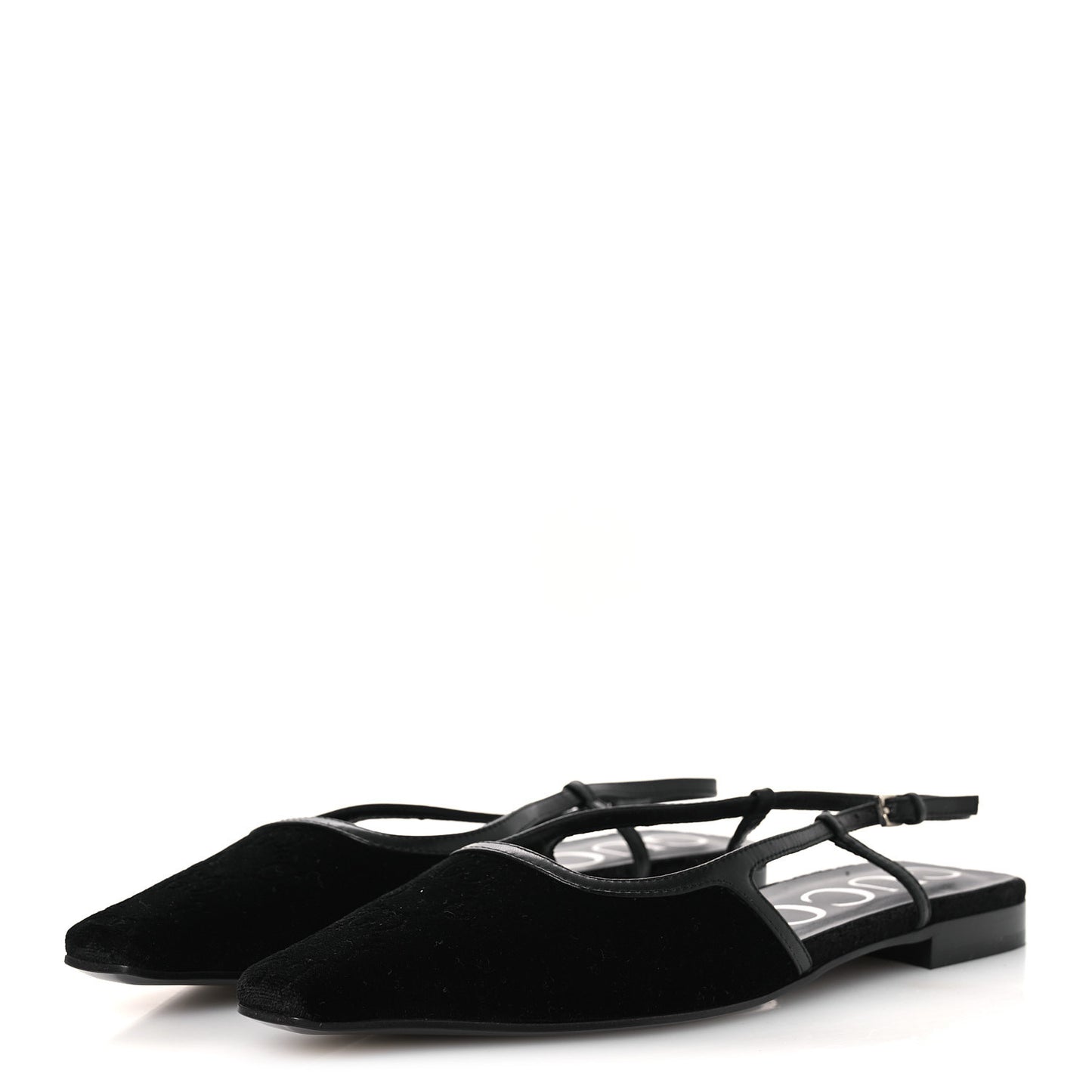 Velvet GG Monogram Slingback Ballet Flats 37.5 Black