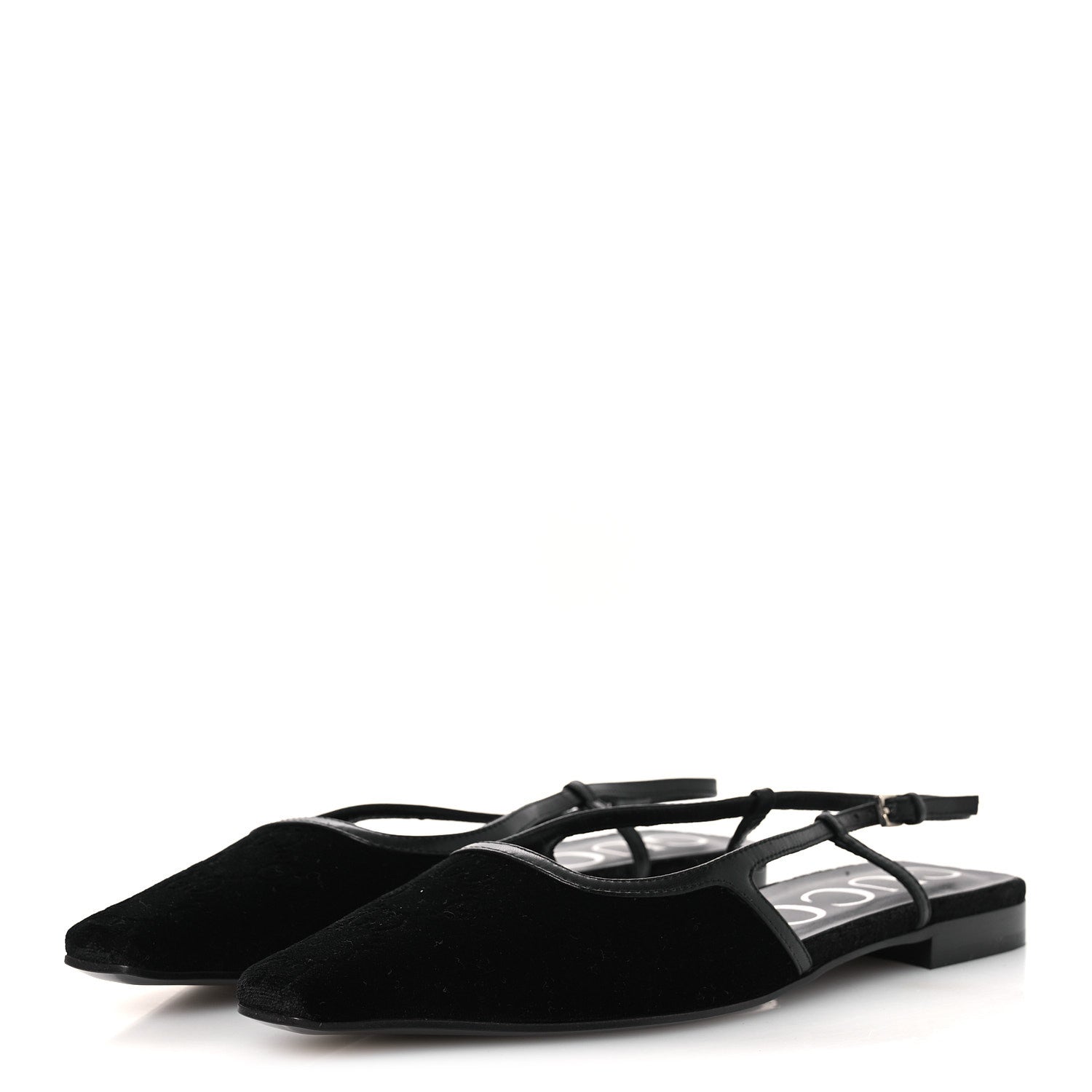 Gucci Velvet GG Monogram Slingback Ballet Flats 37.5 Black 4 of 11