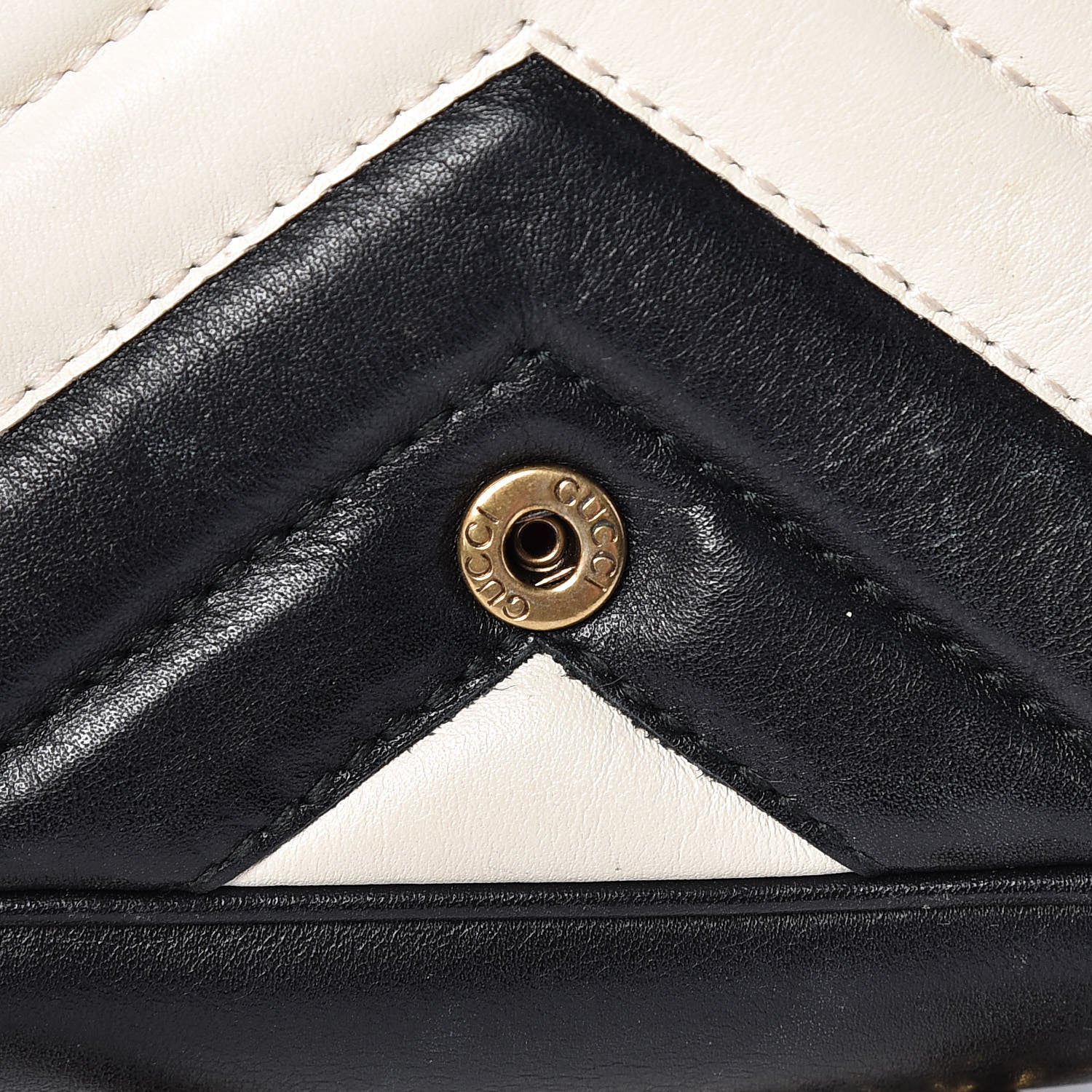 Gucci Calfskin Matelasse Super Mini GG Marmont Shoulder Bag Black White 14 of 14