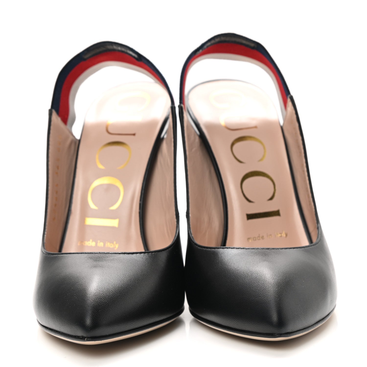 Gucci Malaga Kid Web Sylvie High Heel Slingback Pumps 36.5 Black 2 of 9