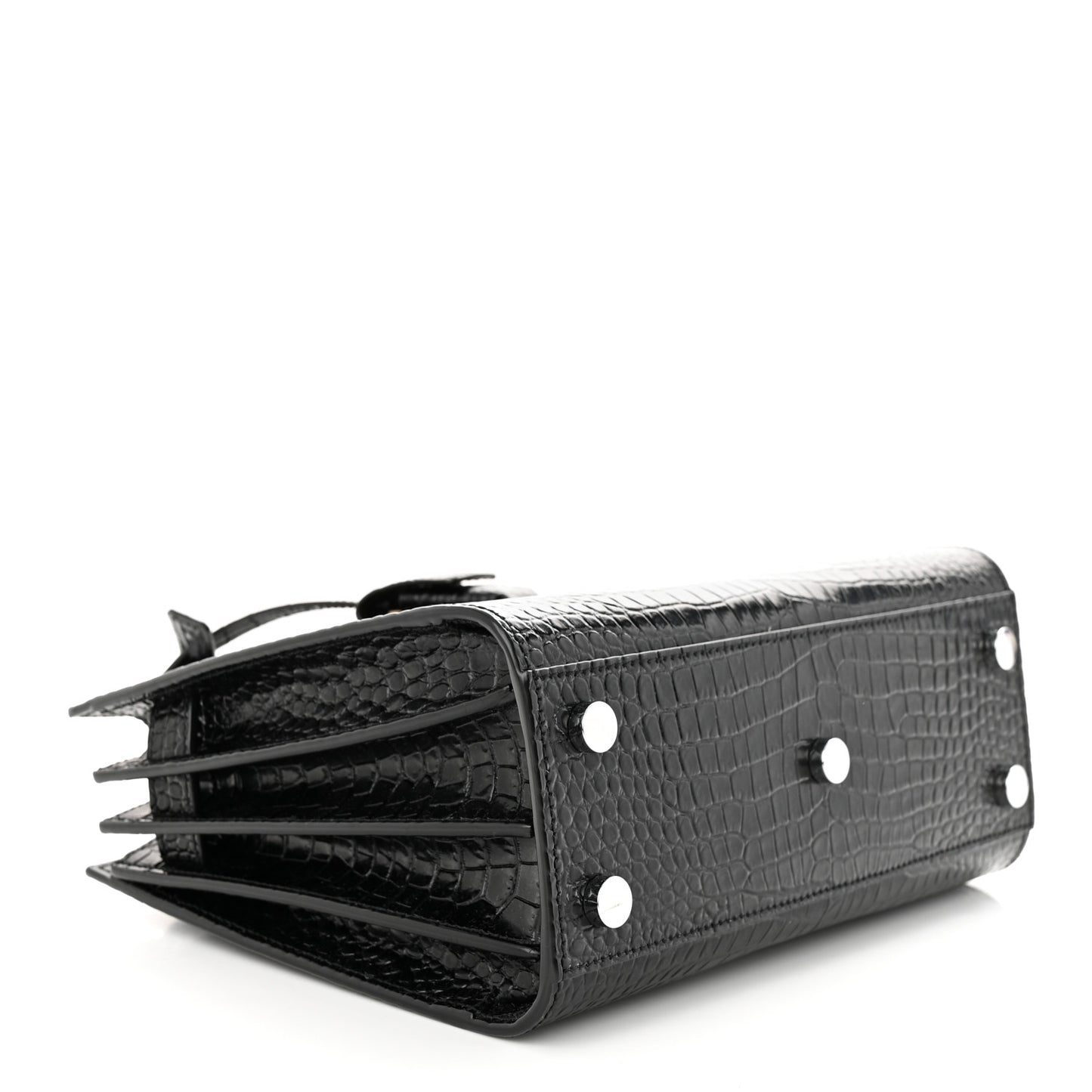 Calfskin Crocodile Embossed Nano Sac De Jour Black