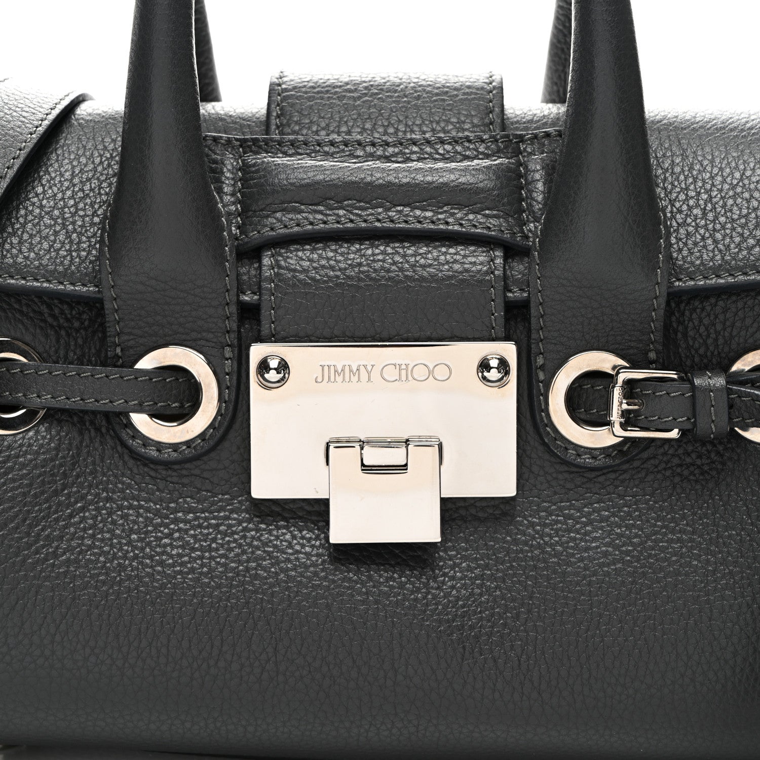 Jimmy Choo Grainy Calfskin Small Rosalie Satchel Grey 7 of 11