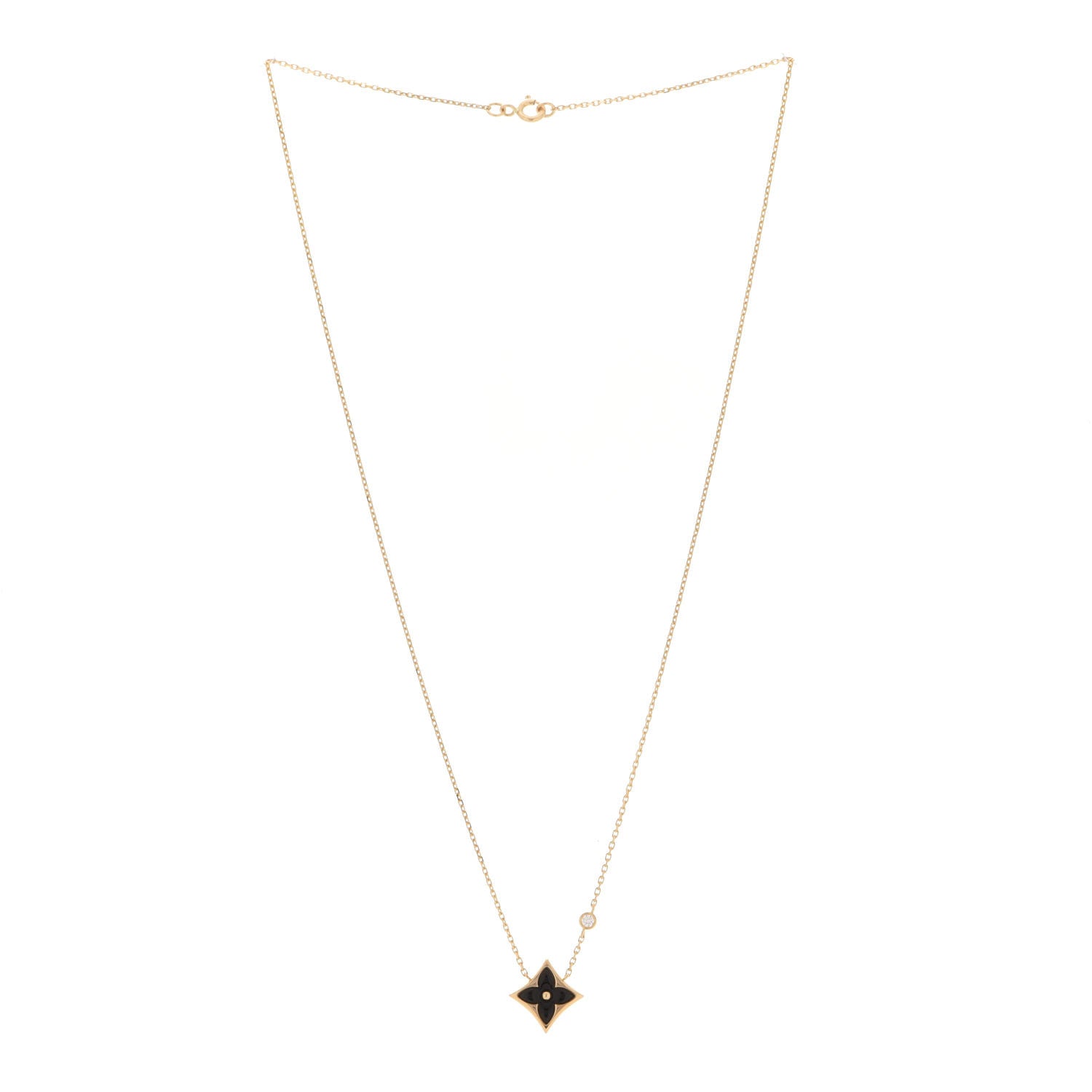 Louis Vuitton 18K Yellow Gold Diamond Black Onyx Color Blossom BB Star Pendant Necklace 3 of 7