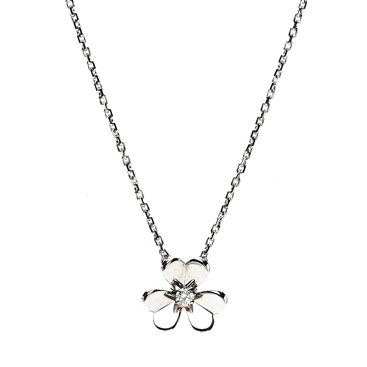 Van Cleef & Arpels 18K White Gold Diamond Mini Frivole Pendant Necklace 3 of 8